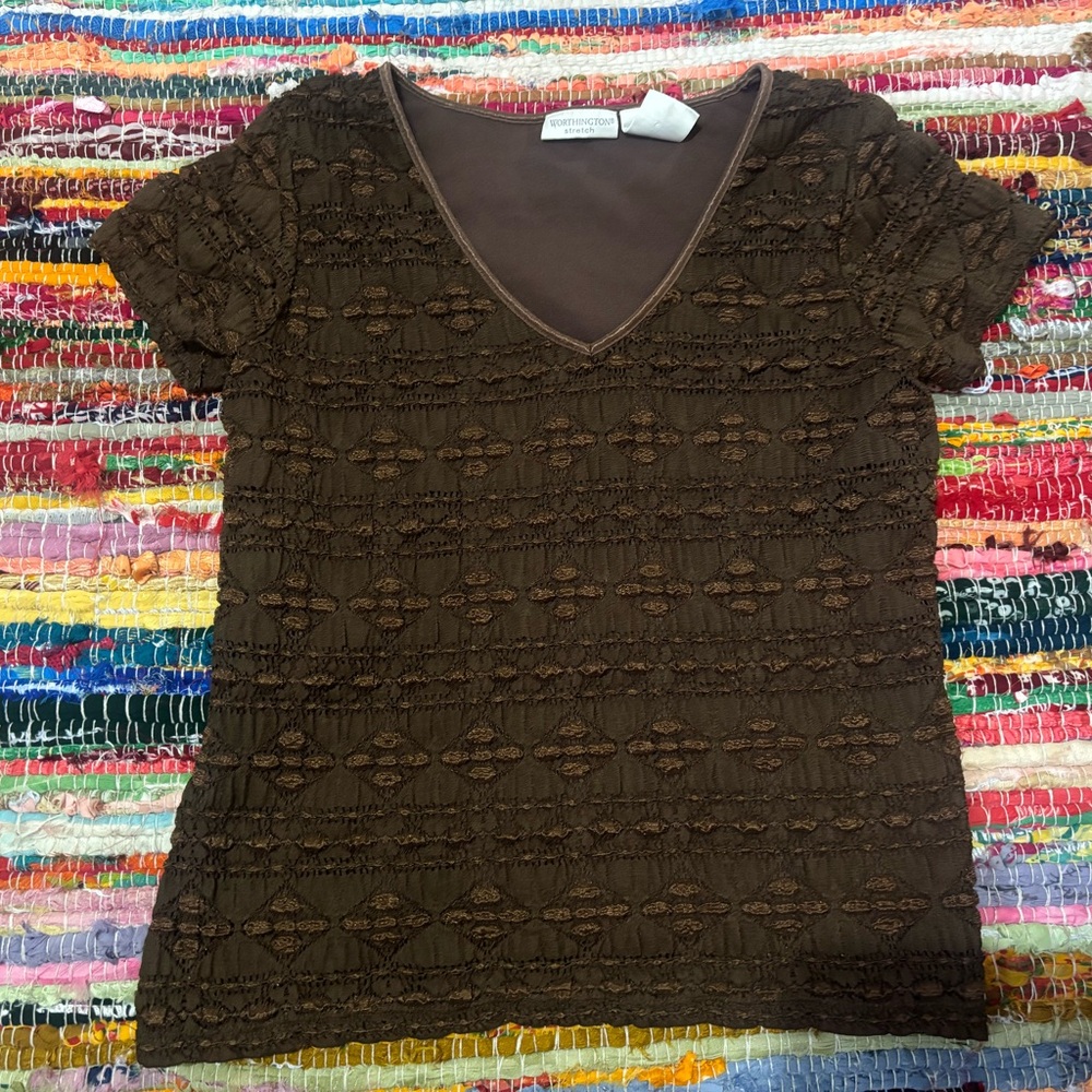 Vintage Brown Lace Top